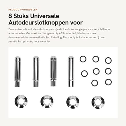 Dailygoods - 8 Stuks Universele Autodeurslotknoppen voor Diverse Modellen