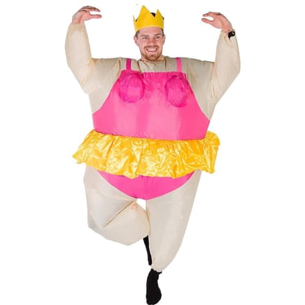 Dansende man in balletkostuum, opblaaskostuum 150-190cm16.28 rozerode kleur