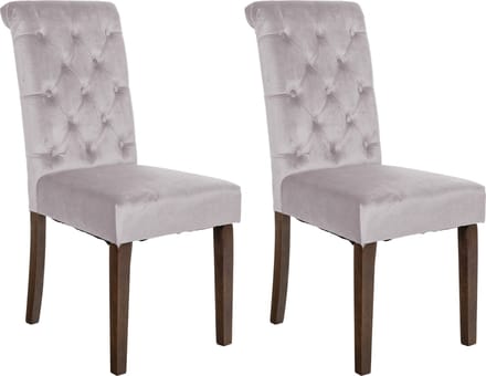 CLP Lisburn Set van 2 eetkamerstoelen - Zonder armleuning - grijs Fluweel