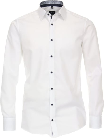 VENTI modern fit overhemd - popeline - wit - Strijkvriendelijk - Boordmaat: 37