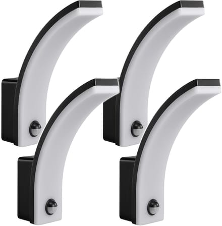 Maclean - 4 stuks LED lamp - Buitenlamp - Wandlamp - PIR bewegingssensor - 20W - IP65 - 2000lm - 4000K - Zwart