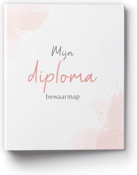 Fyllbooks - Mijn Diploma Bewaarmap - Diplomamap - Rapportmap - Basisschool - A4 Formaat - Watercolour Roze