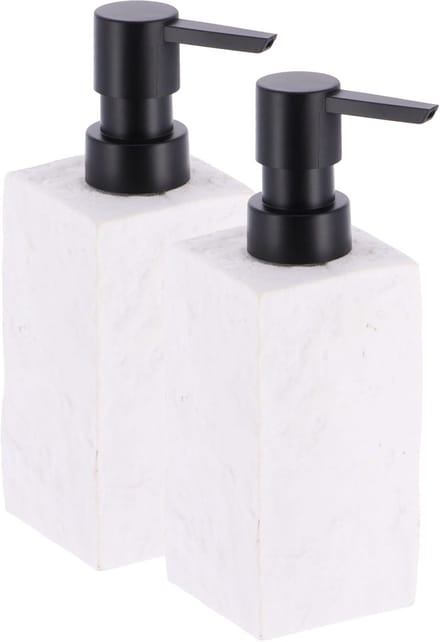 Tendance Zeeppompje/dispenser Ruby - 2x - wit - kunststeen - 18 cm - 260 ml