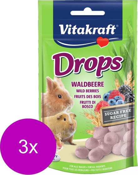 Vitakraft Knaagdier Drops - Konijnensnack - 3 x Bosvruchten