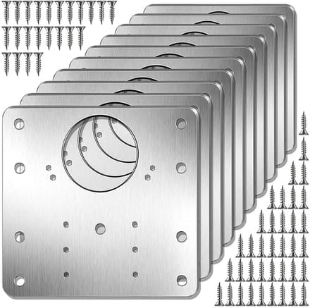 Reparatieplaat voor meubelscharnieren 9x9 cm RVS 10-pack