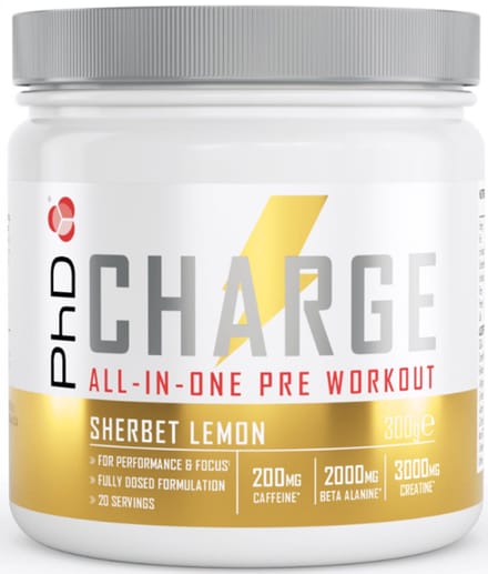 PhD Charge All-In-One Pre-Workout (20 serv) Sherbet Lemon - Pre-Workout - Pre-Workout Booster