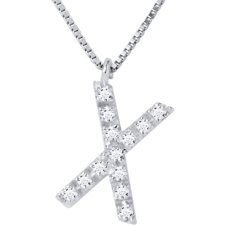 Ketting Diamonds 0.07 Cts alfabet letter "X" witte goud 18 Karaat