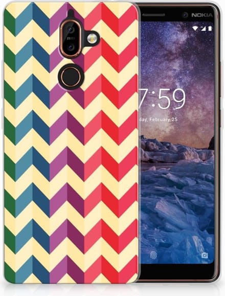 Nokia 7 Plus TPU bumper Zigzag Multi Color