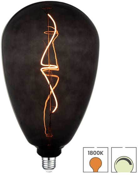 Lybardo DeepBlack - E27 LED lamp XL - 4W dimbaar - 1800K Extra Warmwit Licht - Ø 173 mm