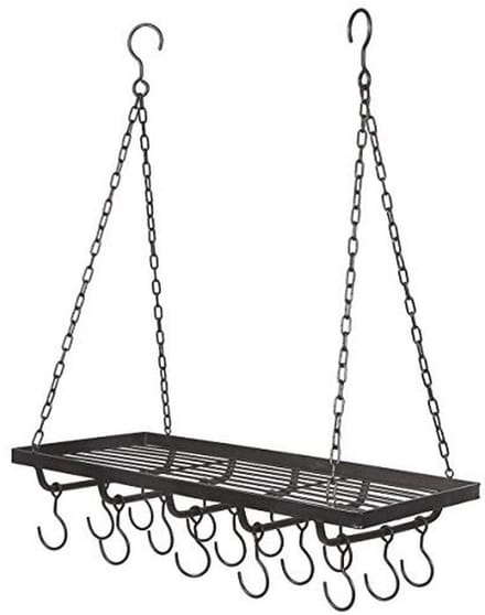 Zwarte Panhanger van Smeedijzer 74 x 60 x 28 cm