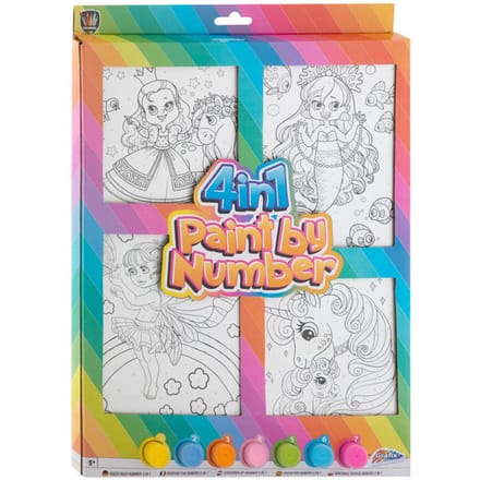 Schilderen op nummer canvas set 4 in 1 princessen