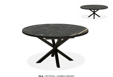 Maxfurn - Ronde uitschuiftafel 140/180 | Zeer krasvast | Kleur: Marble Bromo
