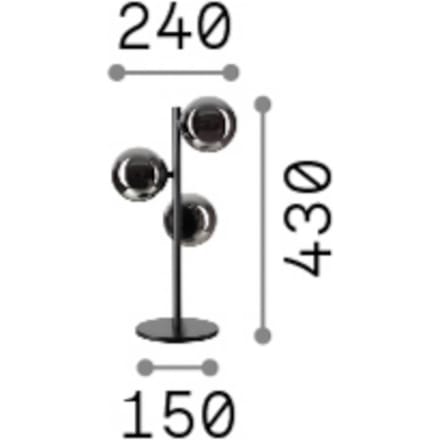 IDEAL LUX tafellamp Perlage messing/wit, hoogte 43 cm, 3-lamps