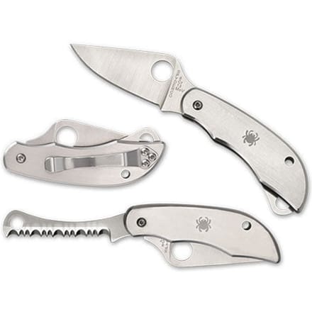 Spyderco clipitool plain & serrated silv