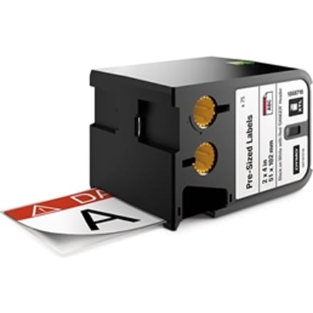 DYMO 1868716 XTL voorgesneden veiligheidslabels met rode header 51mm x 102mm (origineel)