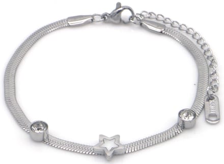 RVS ster armband 16-21 cm – zilverkleurig – dames