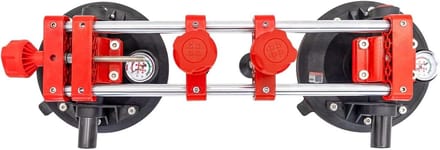 Zuignappen met Manometer - Naad Setter - Aanrechtblad Monteren - Dubbele Pomp - 8 Inch - Rood