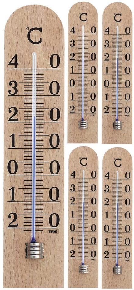 Analoge Binnenthermometer Gemaakt van Massief Beukenhout Groot Formaat