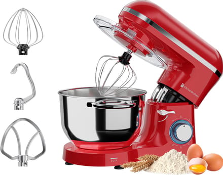 KitchenBrothers 2000W Keukenmachine - Keukenrobot - 6,2L - Mixer met Mengkom - Keukenmixer - Rood