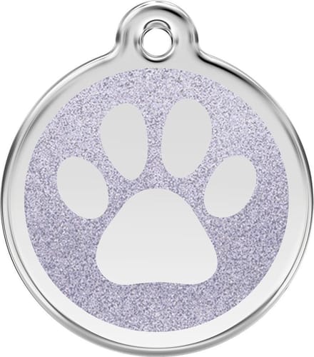 Red Dingo Hondenpenning 30 mm pootje glitter zilverkleurig