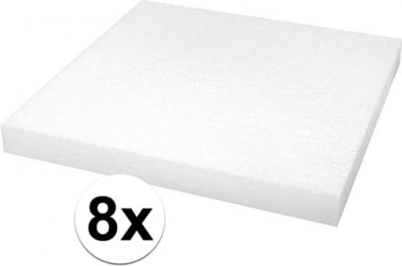 Rayher Knutsel piepschuim - 8x - plaat - vierkant - 40 x 40 x 4 cm - hobby materiaal