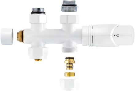 H&F Design Radiatorkraan Thermostatisch – Middenaansluiting – Recht – Vloeraansluiting – Glanzend Wit