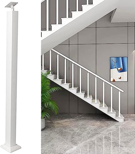 Trapleuning Paal - Balustrade Staander - Veiligheid Buiten - 270° Verstelbaar - 100 cm - Wit