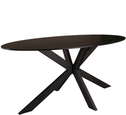 Eettafel ovaal 180cm Figo marmerlook zwart ovale tafel steen