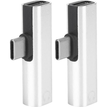 2 stuks 2 in 1 TypeC naar 3.5mm Assist o Kabel Draad Oplader Headset Distributeur Adapter(rood ) zilver
