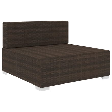 vidaXL - Tuinstoel - met - kussens - middensectie - poly - rattan - bruin