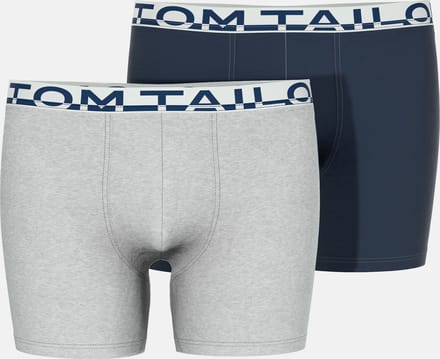 TOM TAILOR Kentucky Heren Long Boxer - 2-Pack - Grijs/Blauw