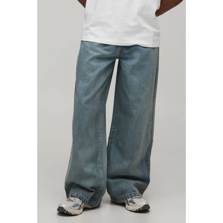 Essential Baggy Fit Rigid Washed Jeans | Stonewash | Size 46R