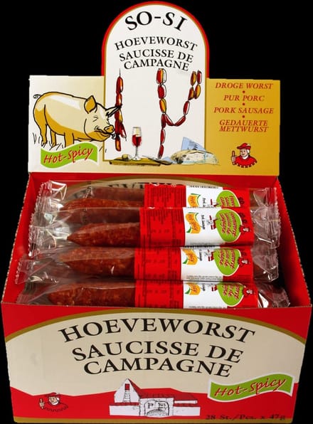 Hoeveworst Hot & Spicy, droge worst 28st x 47g