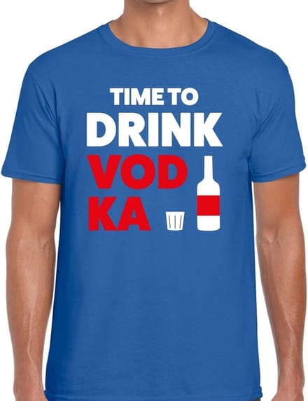 Time to drink Vodka heren shirt blauw - Heren feest t-shirts S