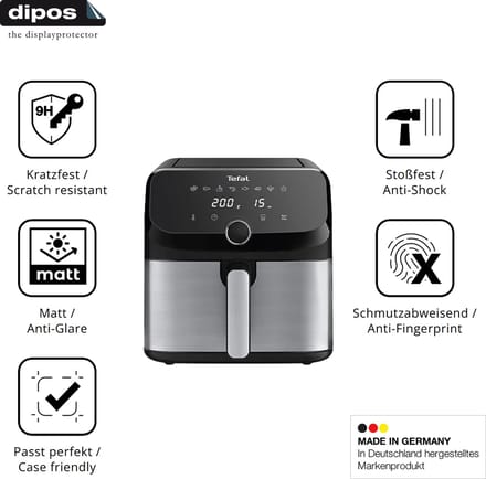 dipos – 2x Matte Pantserfolie geschikt voor Tefal Easy Fry Mega | 9H Screenprotector