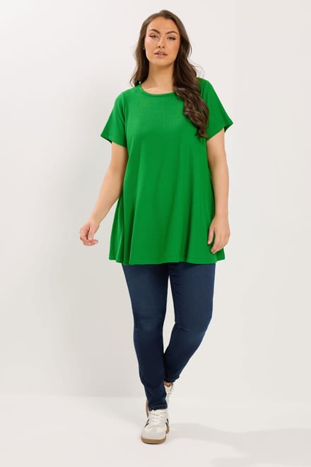 Yours Groene Geribbelde Swingtop Size 48
