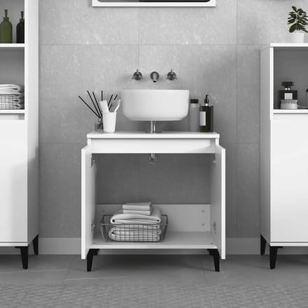 vidaXL - Wastafelkast - 58x33x60 - cm - bewerkt - hout - wit