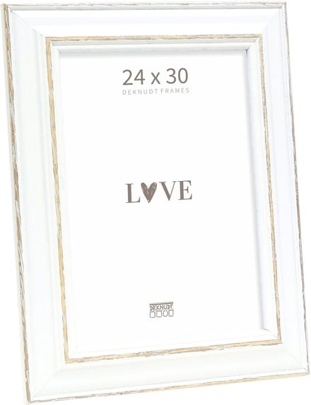 Deknudt Frames fotolijst S221H3 - wit met bruin accent - 24x30 cm