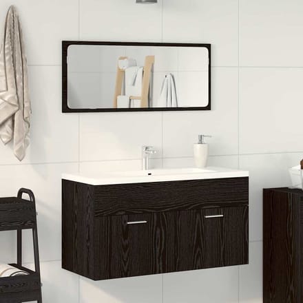 vidaXL - Badkamermeubel - Set - 2 - st - Zwart - Eiken - 90 - x - 38,5 - x - 46 - cm