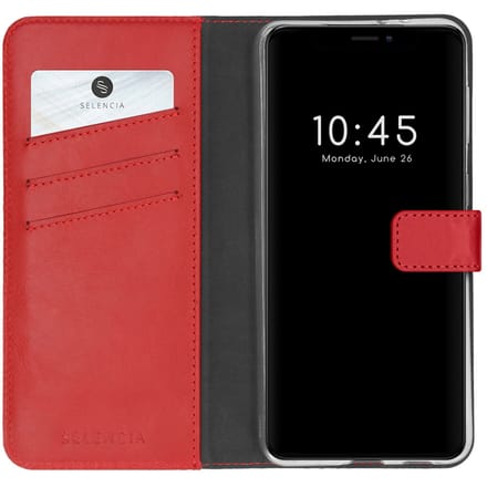 Selencia Hoesje - Geschikt voor Apple iPhone 13 Mini - Echt Lederen Bookcase - Rood