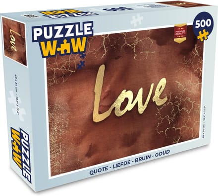 Puzzel Quote - Liefde - Bruin - Goud - Legpuzzel - Puzzel 500 stukjes
