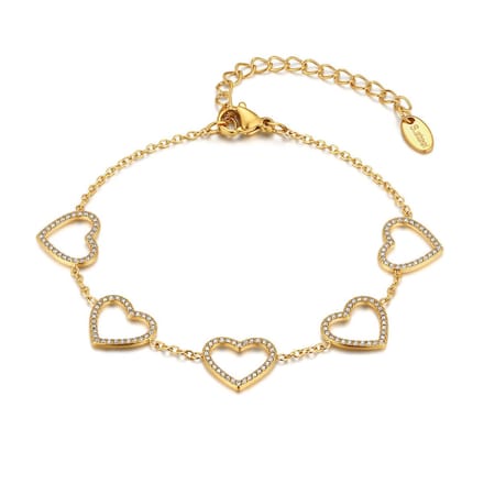 Twice As Nice Armband in edelstaal, hartjes Goudkleurig 16cm+3cm