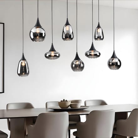 LumenXL Hanglamp zwart - smoke glas, 8-lichts - Loic
