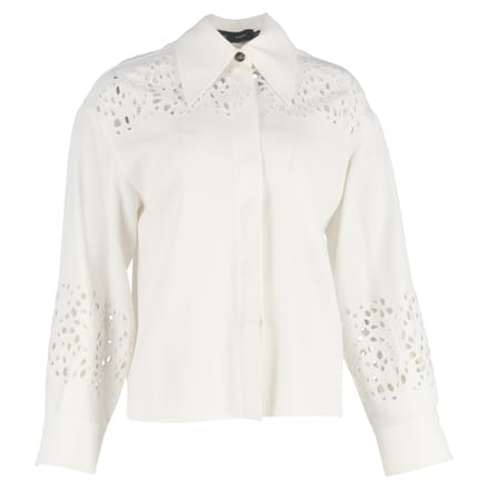 Proenza Schouler Broderie Anglaise crêpe overhemd in wit triacetaat