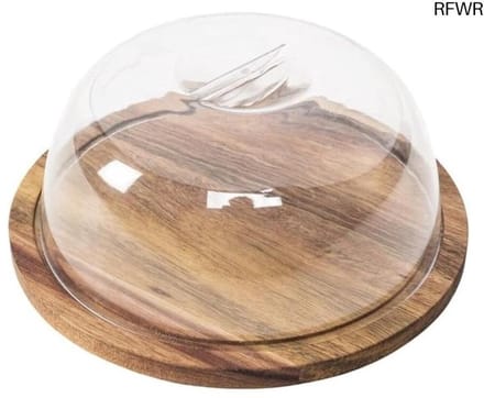 RFWR® Houten kaasstolp met glazen deksel - 19 x 19 cm