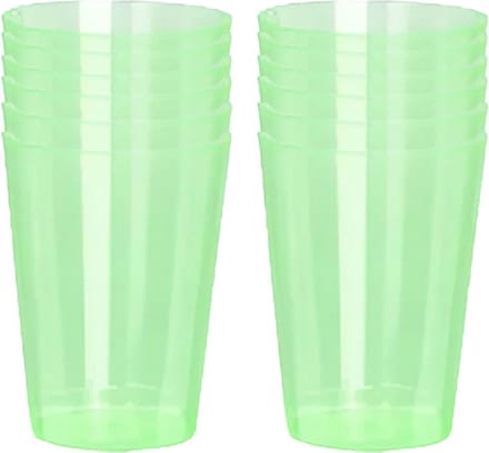 Excellent Houseware Beker - 12x - groen - kunststof - 280ml - herbruikbaar glas