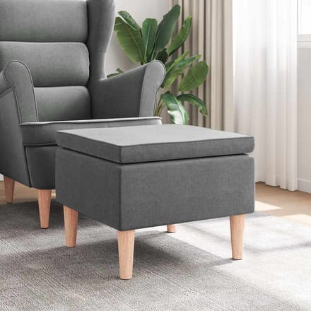 vidaXL - Kruk - met - houten - poten - stof - donkergrijs