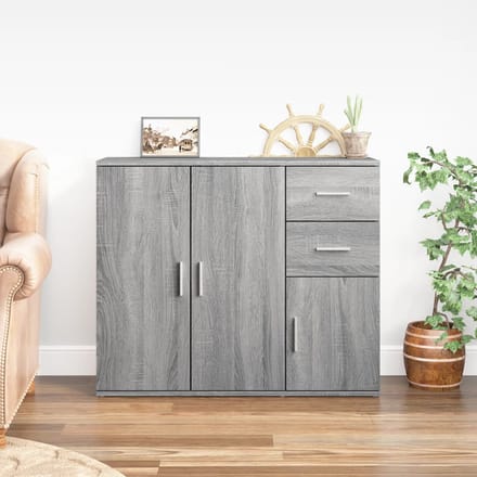 vidaXL - Dressoir - 91x29,5x75 - cm - bewerkt - hout - grijs - sonoma - eikenkleurig