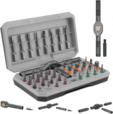 Ratelschroevendraaier Set - Precisie Schroevendraaier - Meubelmontage Reparatie - Magnetische Bits Afneembaar - 2 Delig - Zwart