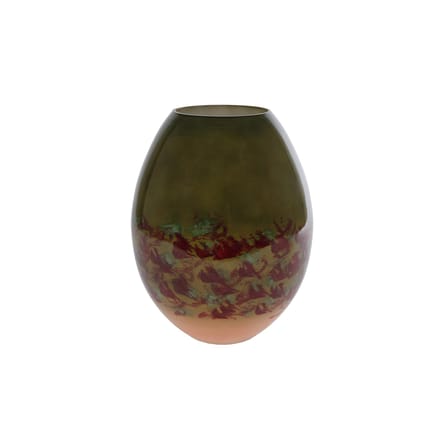 Van Manen vaas glas decoratie groen rood XL 20x20x25cm.